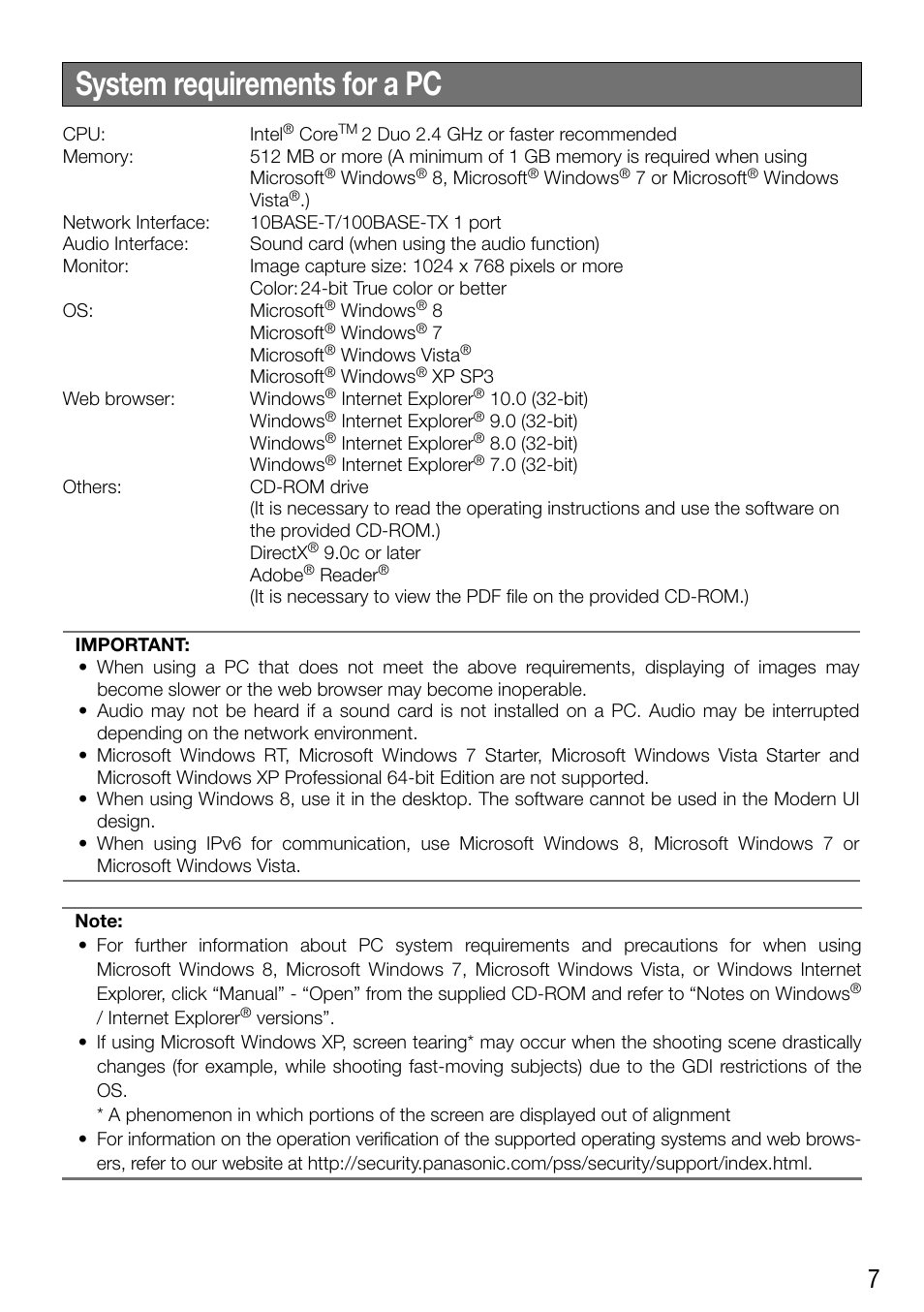 System requirements for a pc | Audio Enhancement WV-SF448 User Manual | Page 7 / 40