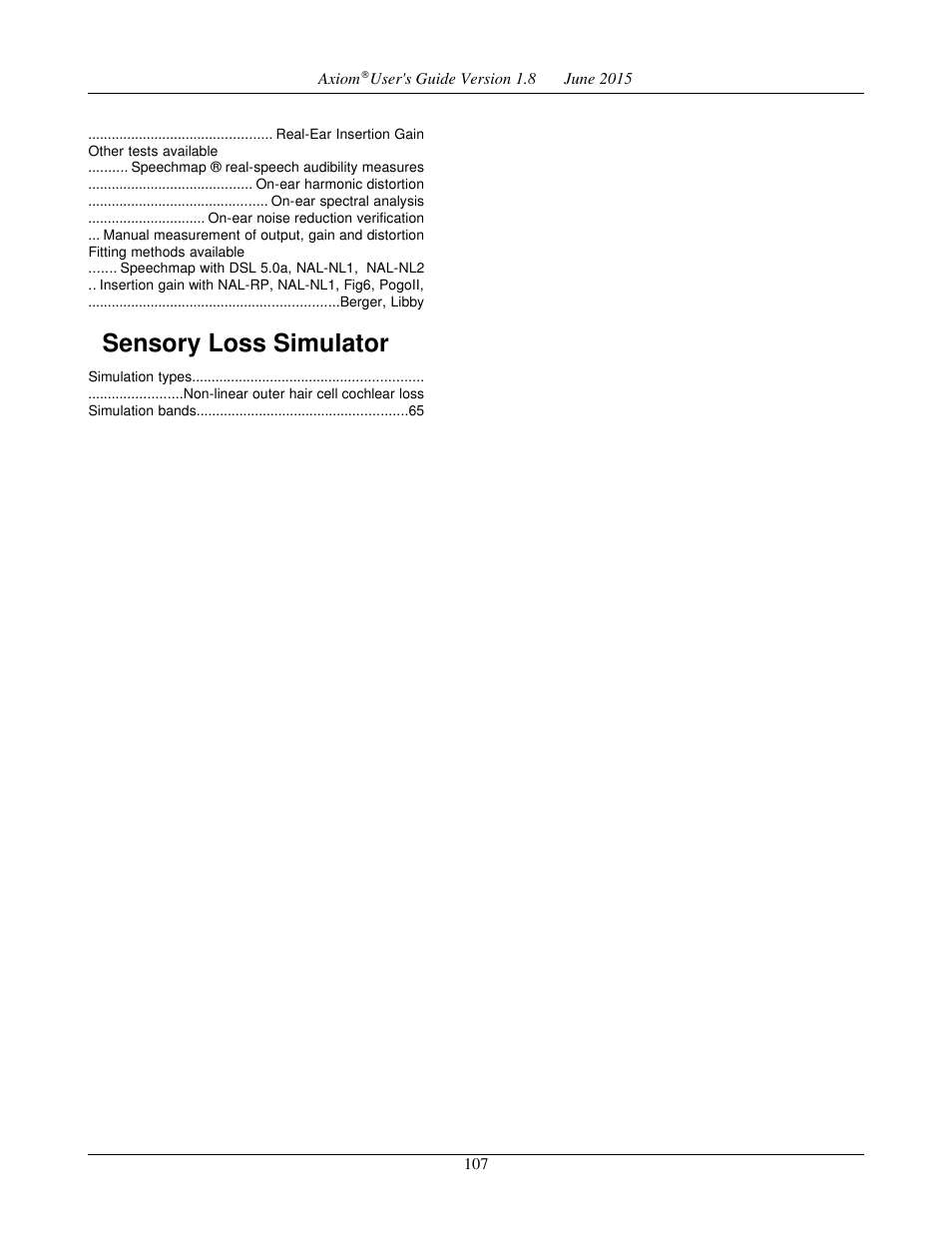 Sensory loss simulator | Audioscan Axiom User Manual | Page 107 / 130