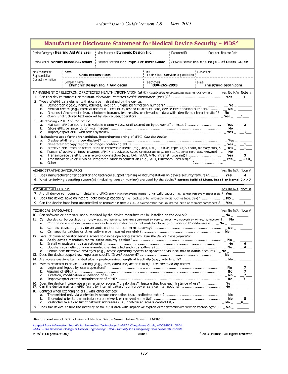Audioscan Axiom User Manual | Page 118 / 130