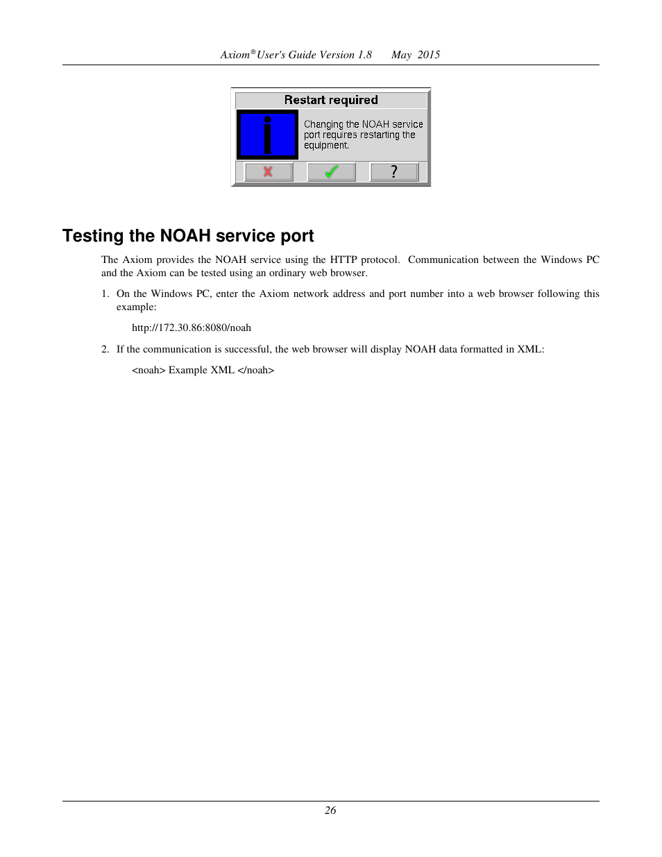 Testing the noah service port | Audioscan Axiom User Manual | Page 26 / 130