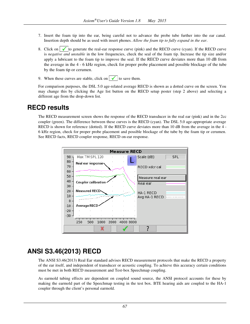 Recd protocols, Recd results | Audioscan Axiom User Manual | Page 67 / 130