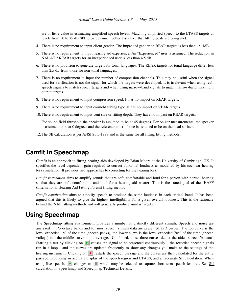 Speechmap setup, Camfit in speechmap, Using speechmap | Audioscan Axiom User Manual | Page 79 / 130