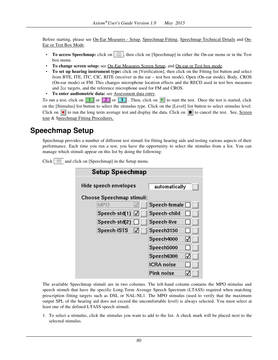 Speechmap setup | Audioscan Axiom User Manual | Page 80 / 130