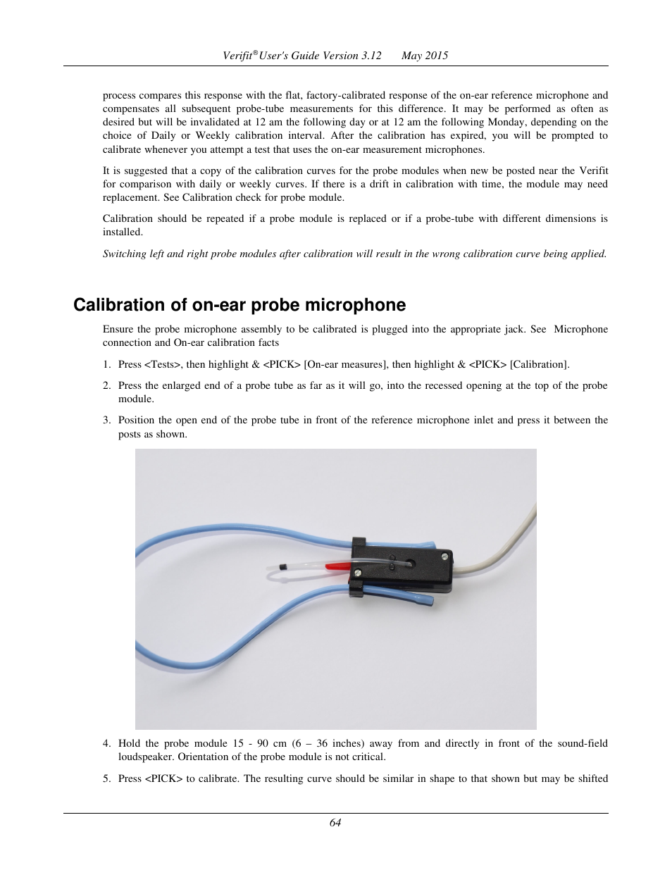 Calibration of on-ear probe microphone | Audioscan Verifit User Manual | Page 64 / 155