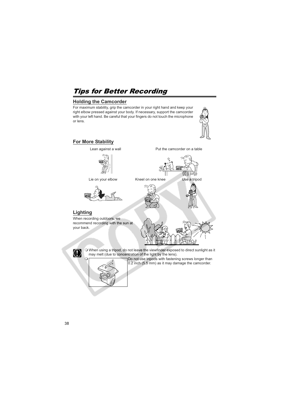 Tips for better recording | Canon 50 User Manual | Page 38 / 162
