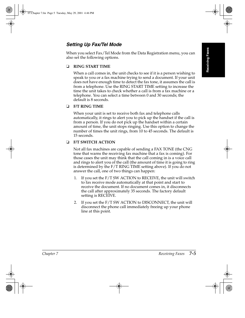 Setting up fax/tel mode | Canon H12157 User Manual | Page 185 / 359