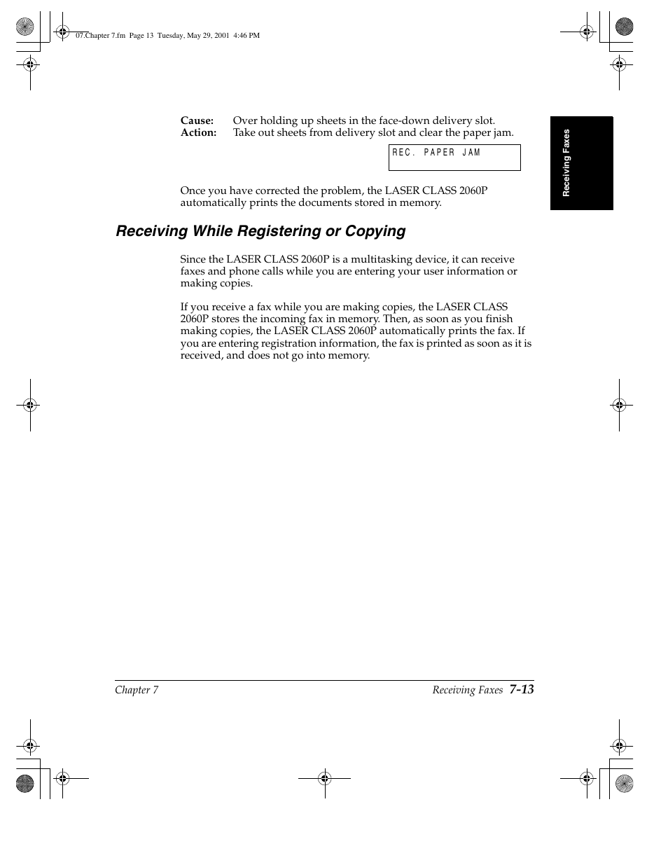 Receiving while registering or copying -13, Receiving while registering or copying | Canon H12157 User Manual | Page 193 / 359
