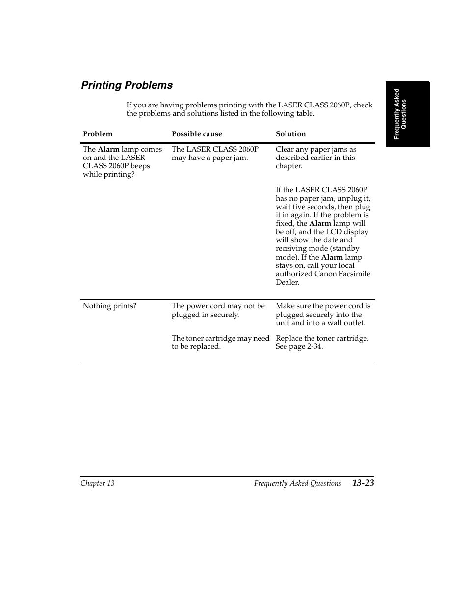 Printing problems -23, Nothing prints? -23, Printing problems | Canon H12157 User Manual | Page 271 / 359