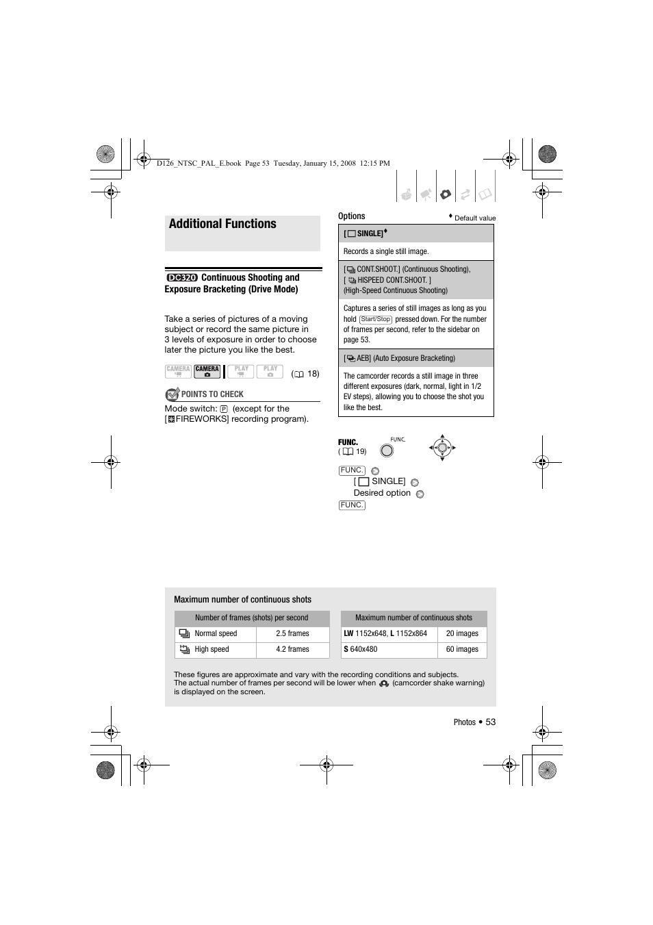 Additional functions | Canon DC301 User Manual | Page 53 / 87
