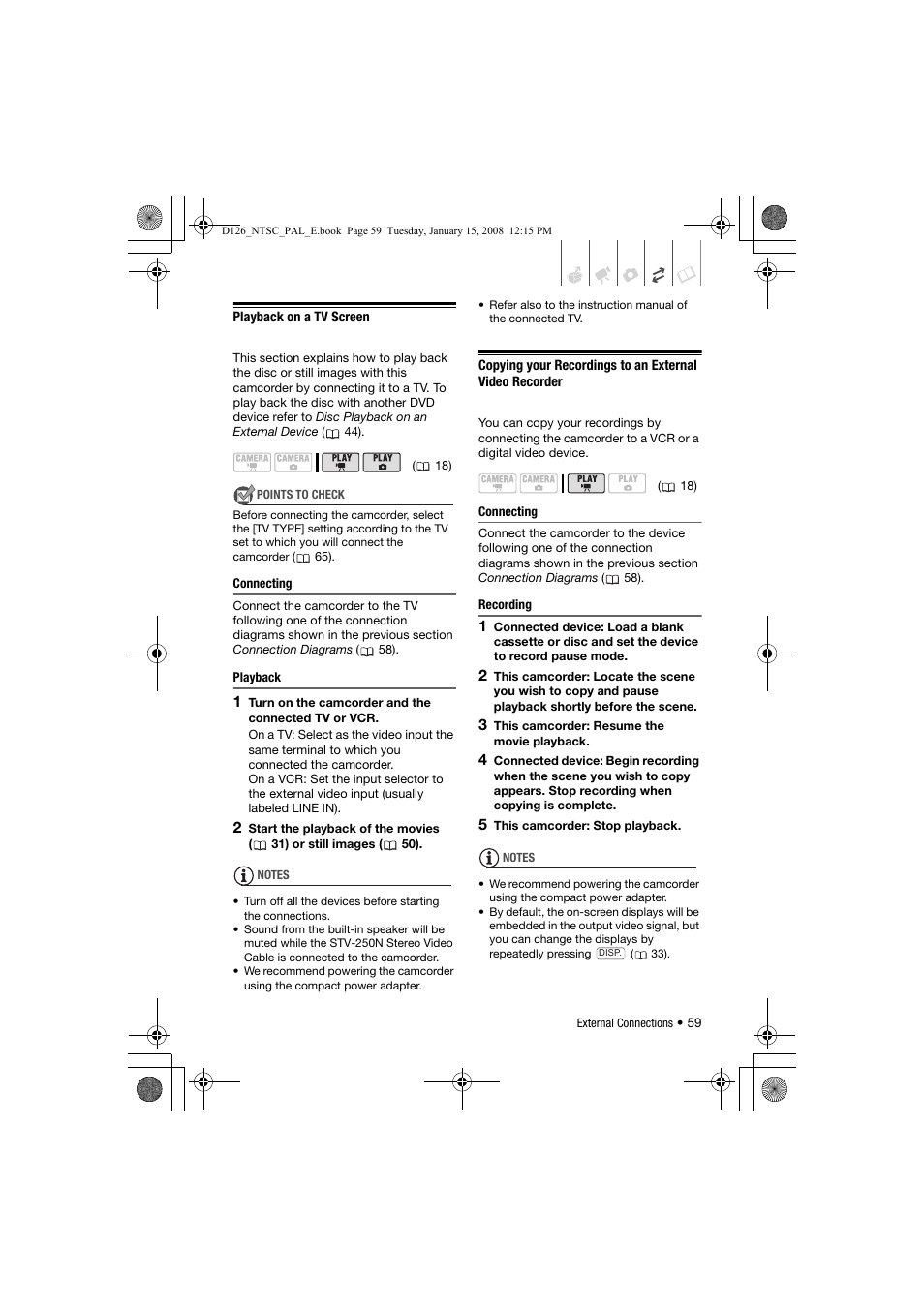 Playback on a tv screen | Canon DC301 User Manual | Page 59 / 87