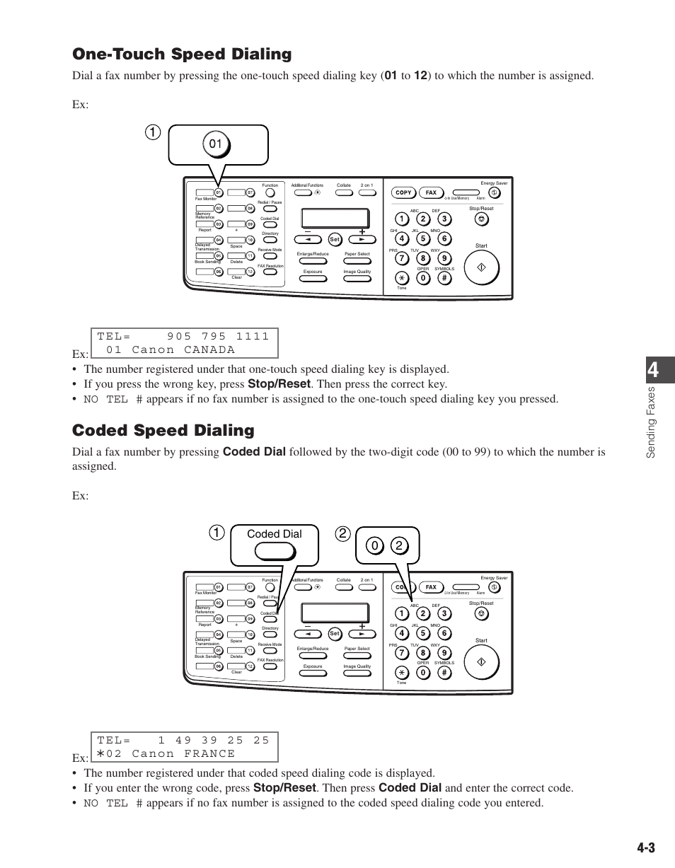One-touch speed dialing, Coded speed dialing, Coded dial | Sending faxes | Canon ImageCLASS D680 User Manual | Page 40 / 94
