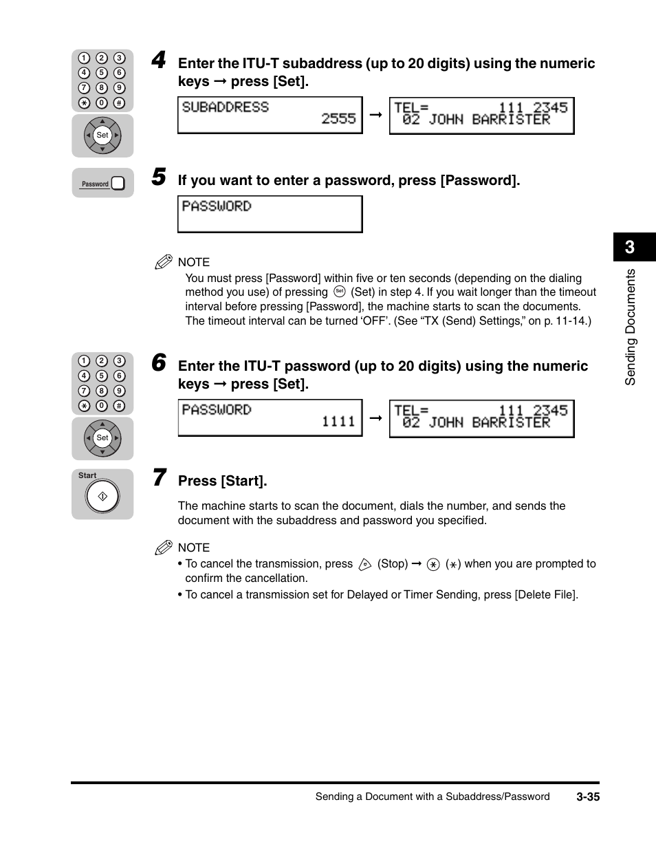 If you want to enter a password, press [password, Press [start | Canon 700 Series User Manual | Page 132 / 365