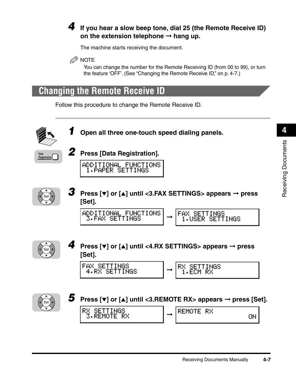 Changing the remote receive id, Changing the remote receive id -7 | Canon 700 Series User Manual | Page 140 / 365