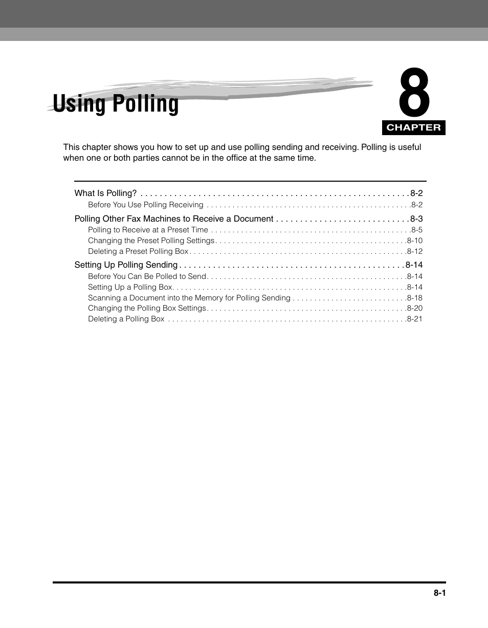 Using polling, Chapter 8 | Canon 700 Series User Manual | Page 184 / 365