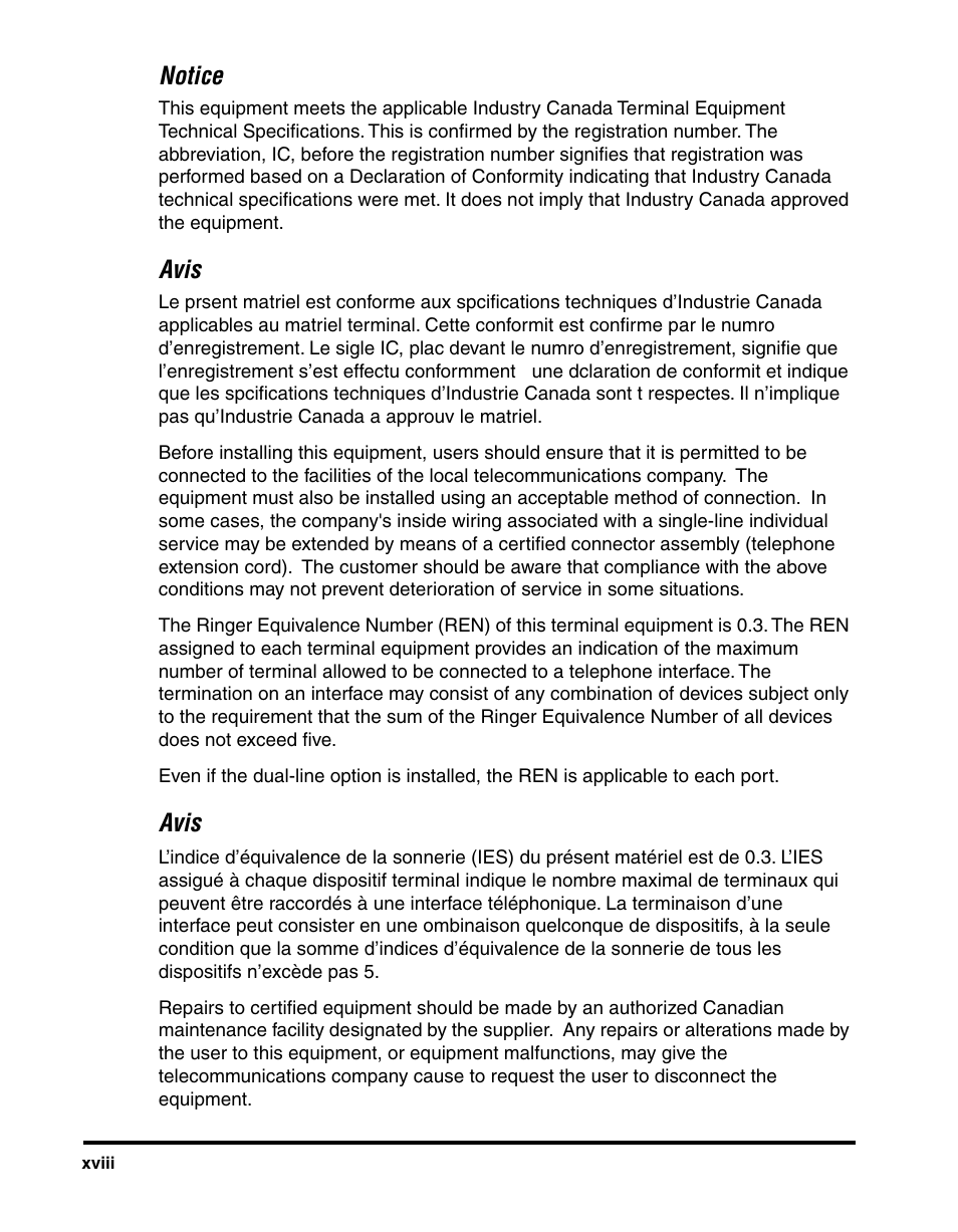 Notice, Avis | Canon 700 Series User Manual | Page 19 / 365