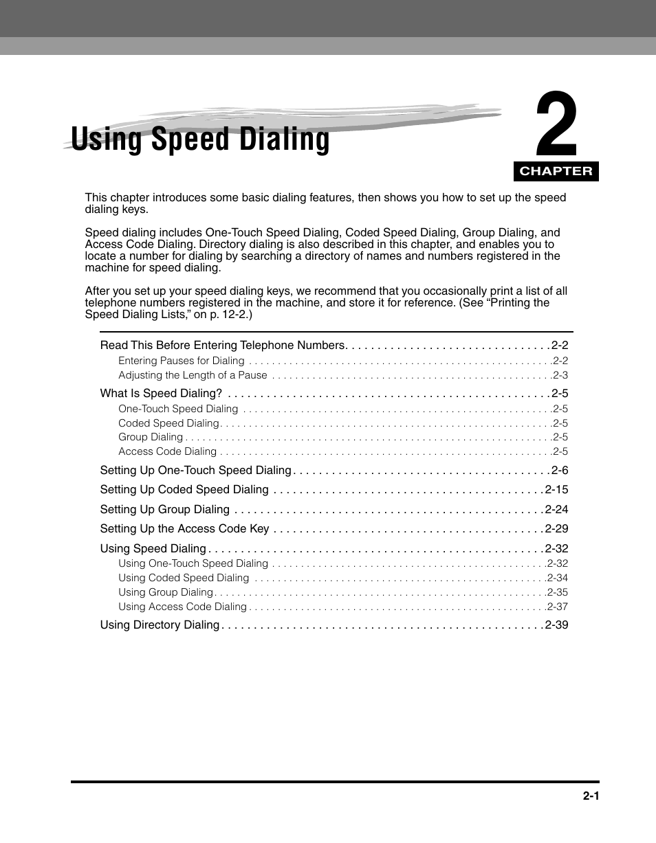 Using speed dialing, Chapter 2 | Canon 700 Series User Manual | Page 58 / 365