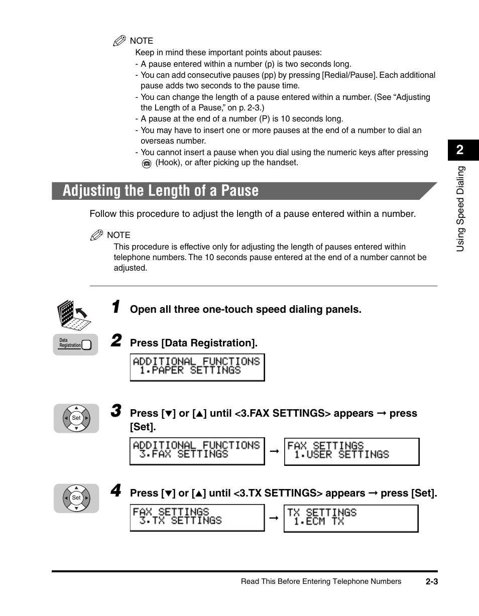 Adjusting the length of a pause, Adjusting the length of a pause -3 | Canon 700 Series User Manual | Page 60 / 365