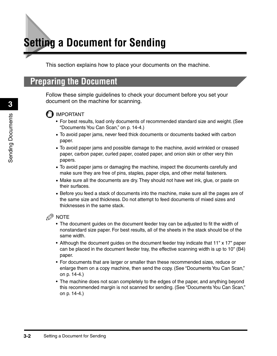 Setting a document for sending, Preparing the document, Setting a document for sending -2 | Preparing the document -2 | Canon 700 Series User Manual | Page 99 / 365