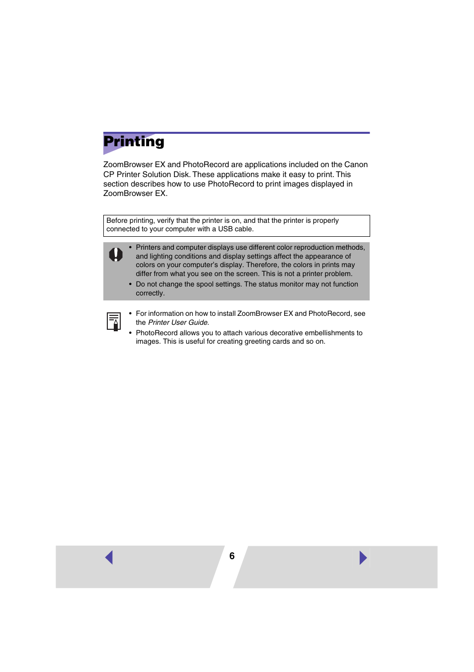 Printing | Canon SELPHY CP400 User Manual | Page 71 / 97