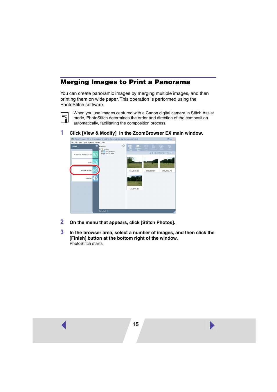 Merging images to print a panorama | Canon SELPHY CP400 User Manual | Page 80 / 97