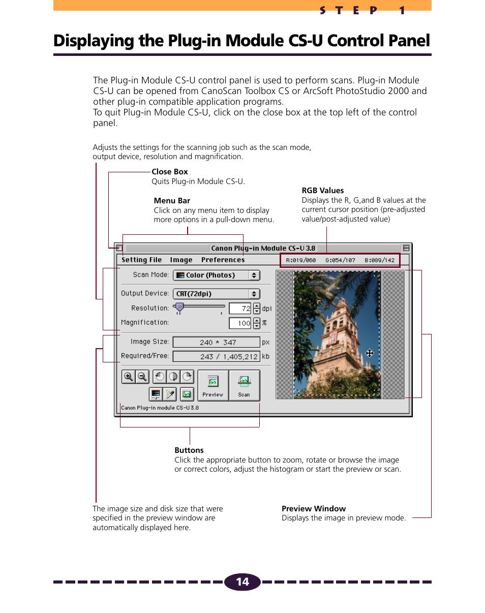 Displaying the plug-in module cs-u control panel, P. 14, Pp. 14, 26 | Canon N650U User Manual | Page 14 / 67