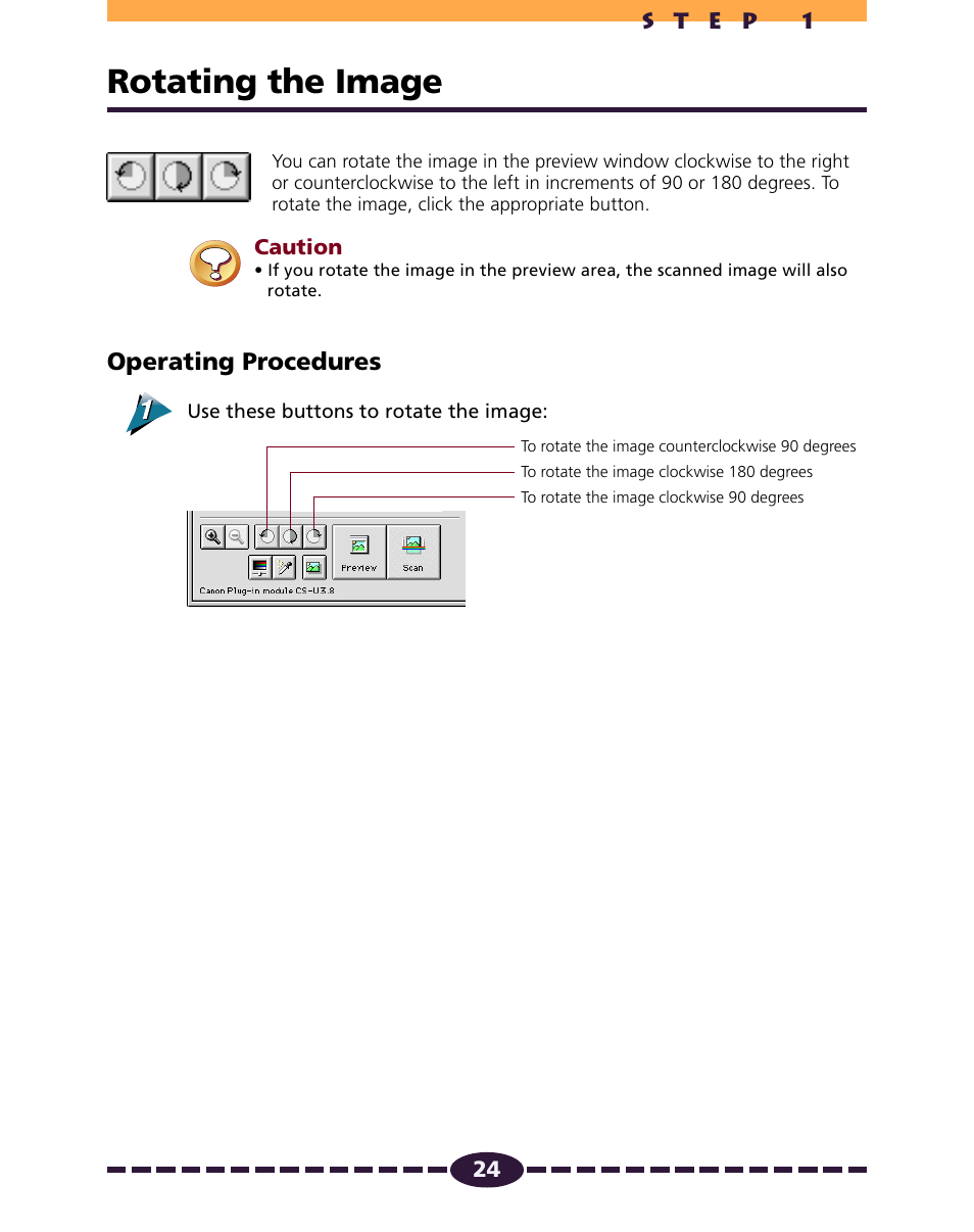 Rotating the image, P. 24, Operating procedures | Canon N650U User Manual | Page 24 / 67