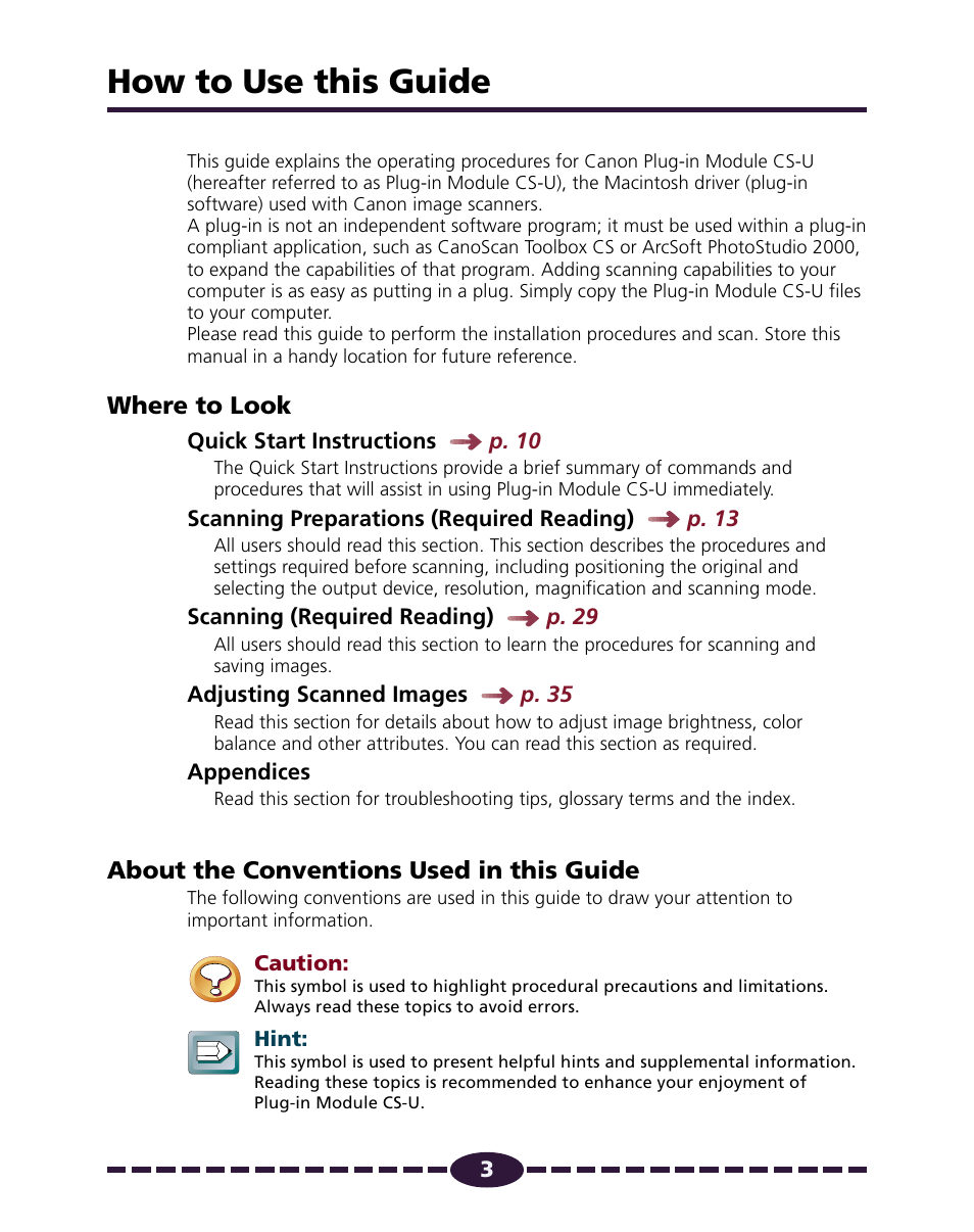 How to use this guide | Canon N650U User Manual | Page 3 / 67