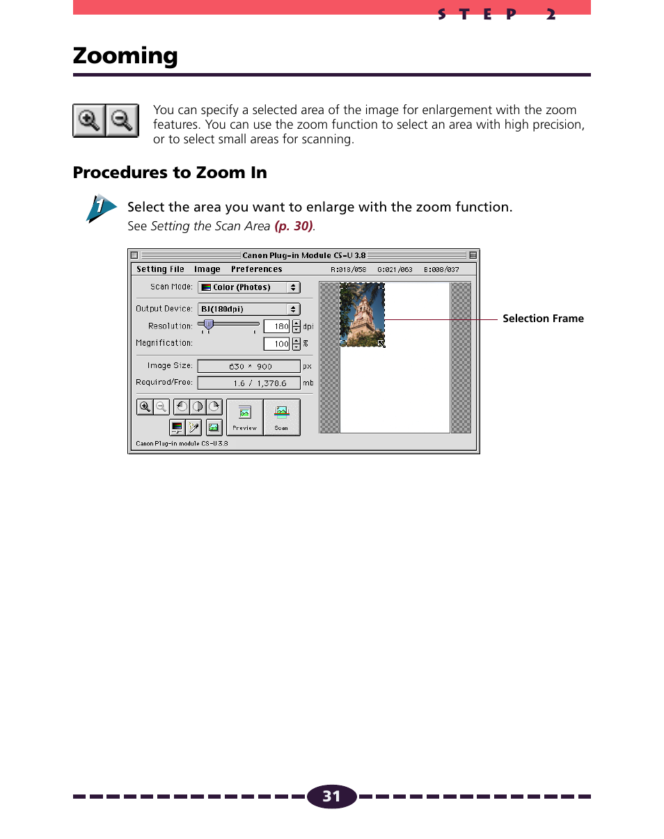 Zooming, P. 31, P. 31) | Canon N650U User Manual | Page 31 / 67