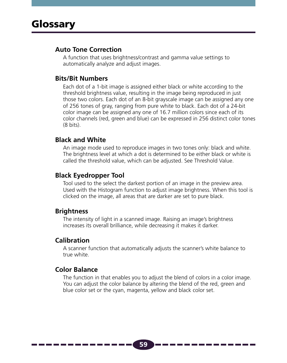 Glossary, P. 59 | Canon N650U User Manual | Page 59 / 67