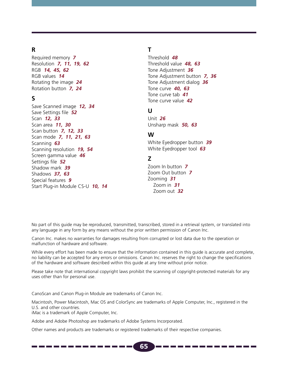 Canon N650U User Manual | Page 65 / 67