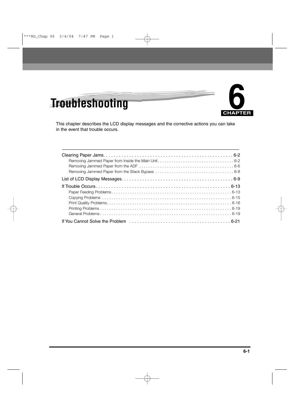 Troubleshooting | Canon IMAGERUNNER 1670F User Manual | Page 102 / 134