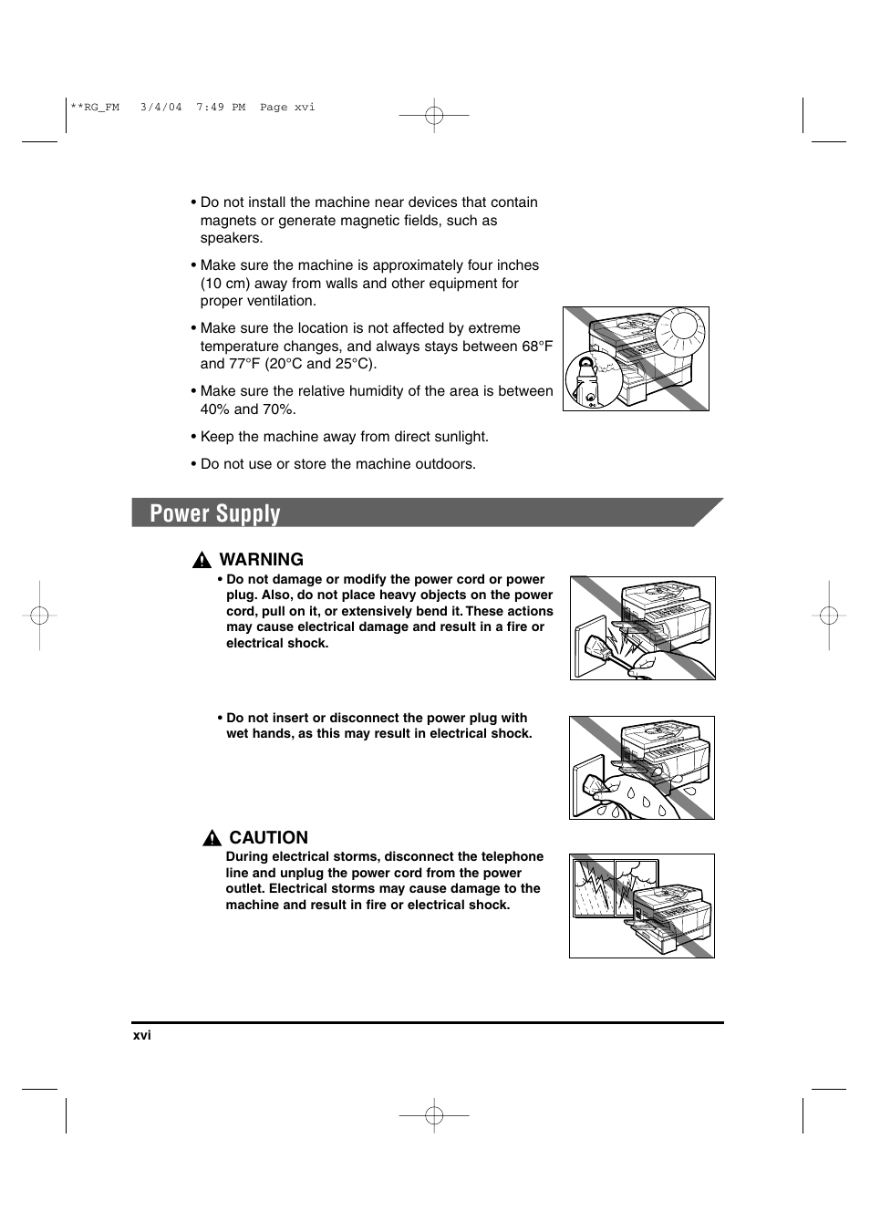 Power supply | Canon IMAGERUNNER 1670F User Manual | Page 17 / 134