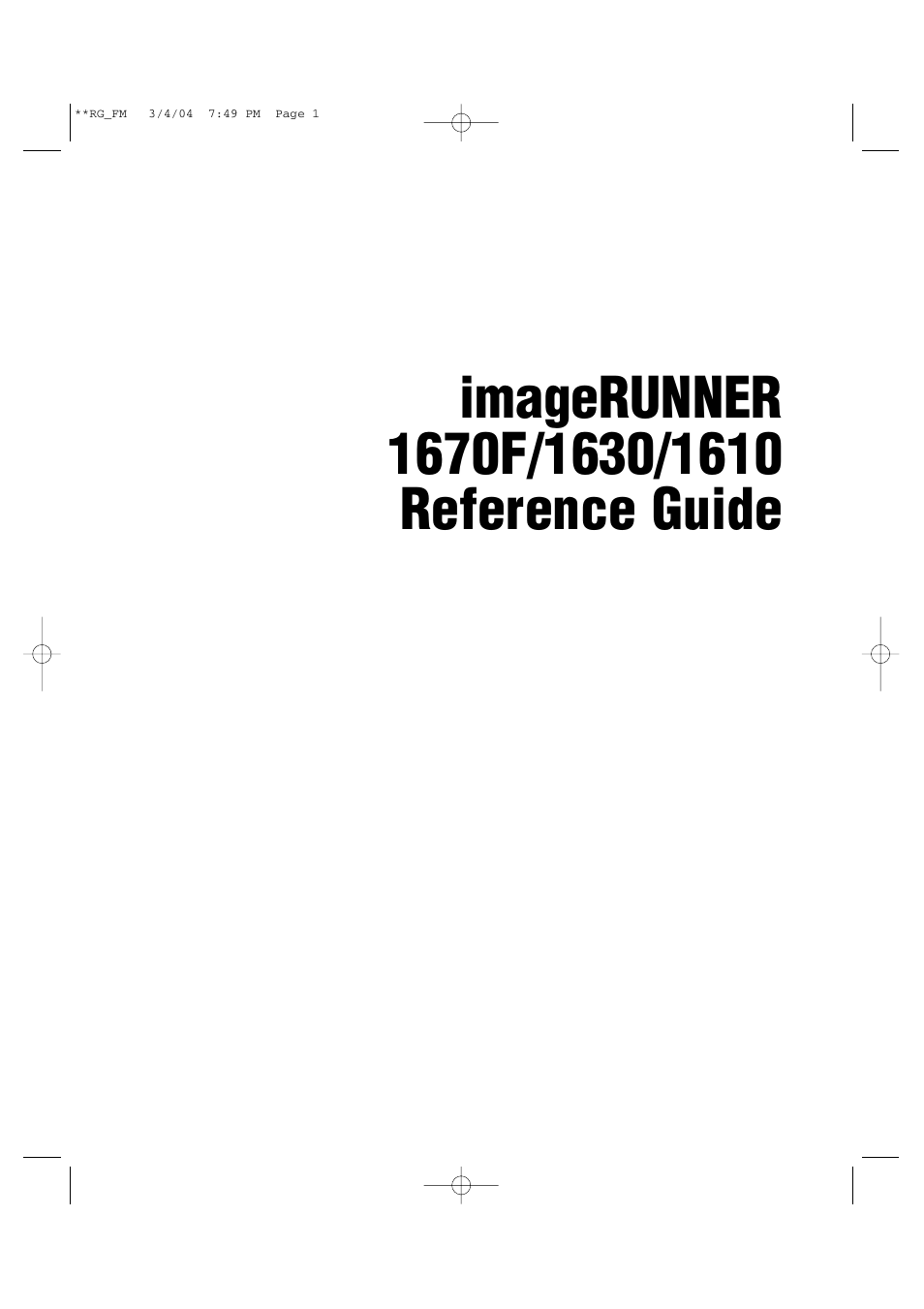 Canon IMAGERUNNER 1670F User Manual | Page 2 / 134