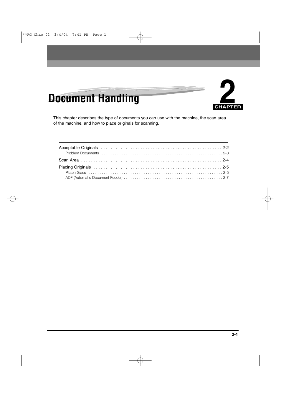 Document handling | Canon IMAGERUNNER 1670F User Manual | Page 32 / 134