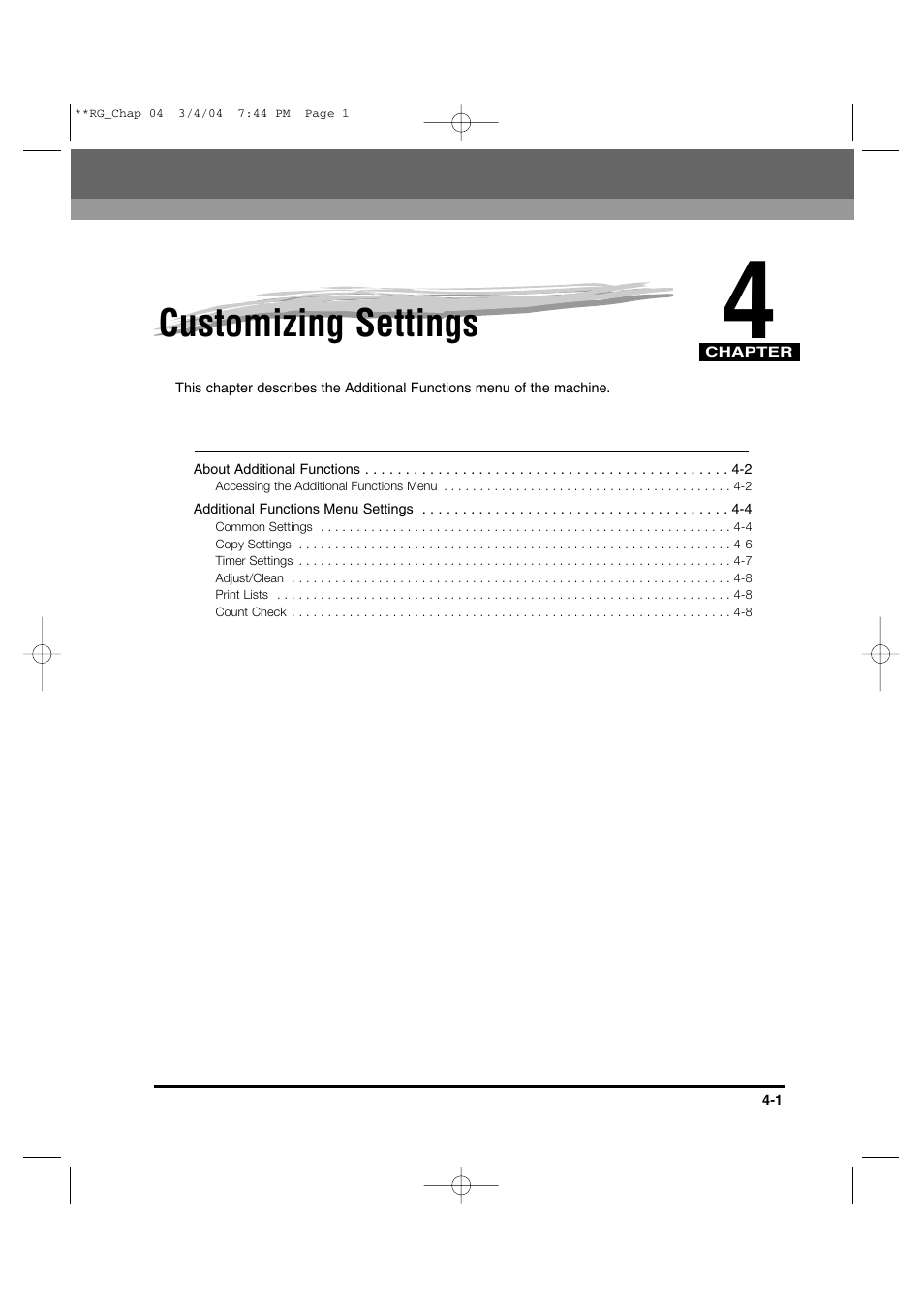 Customizing settings | Canon IMAGERUNNER 1670F User Manual | Page 70 / 134