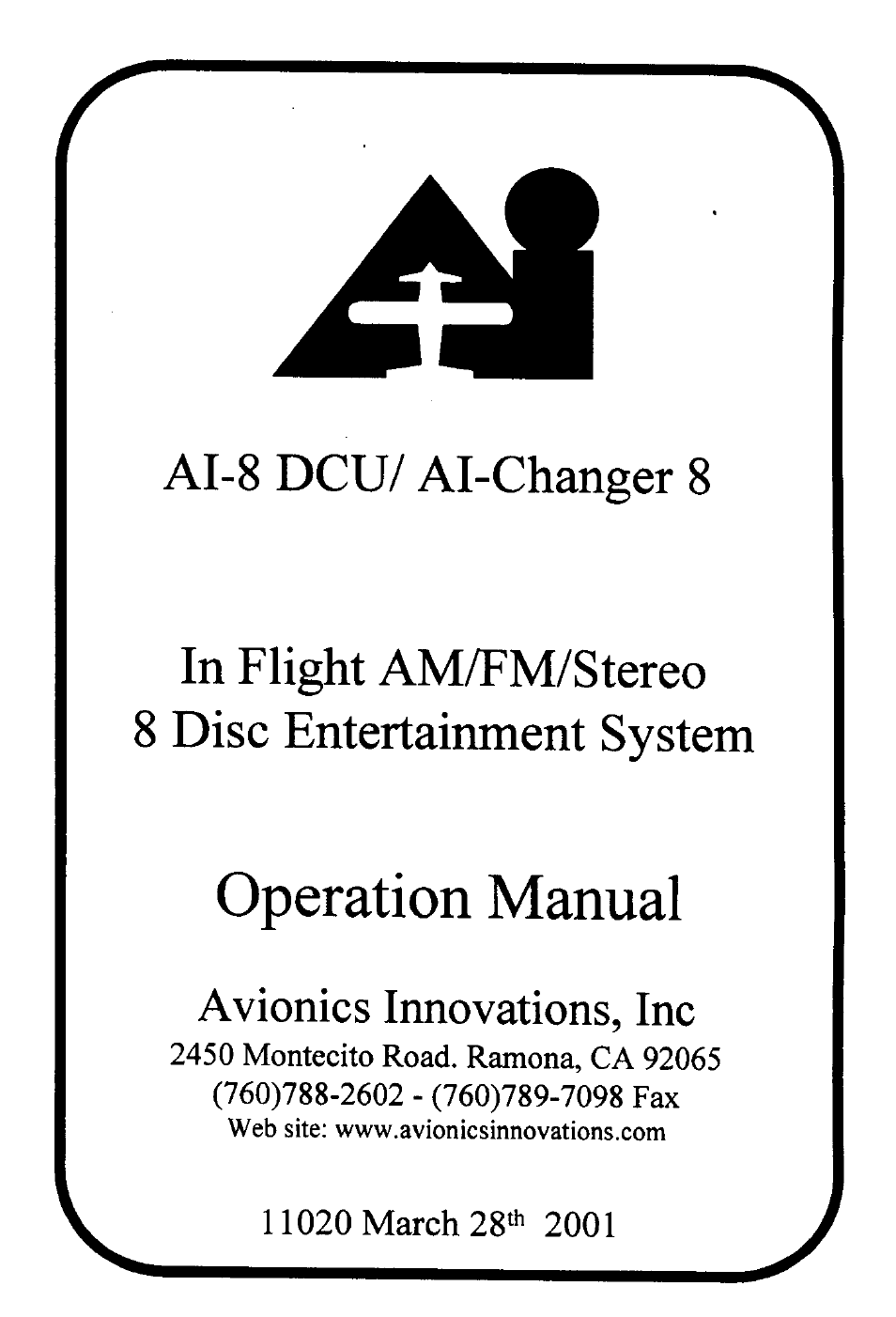 Avionics Innovations AI 8-DCU P/N: 11001 Operation Manual User Manual | Page 7 / 7