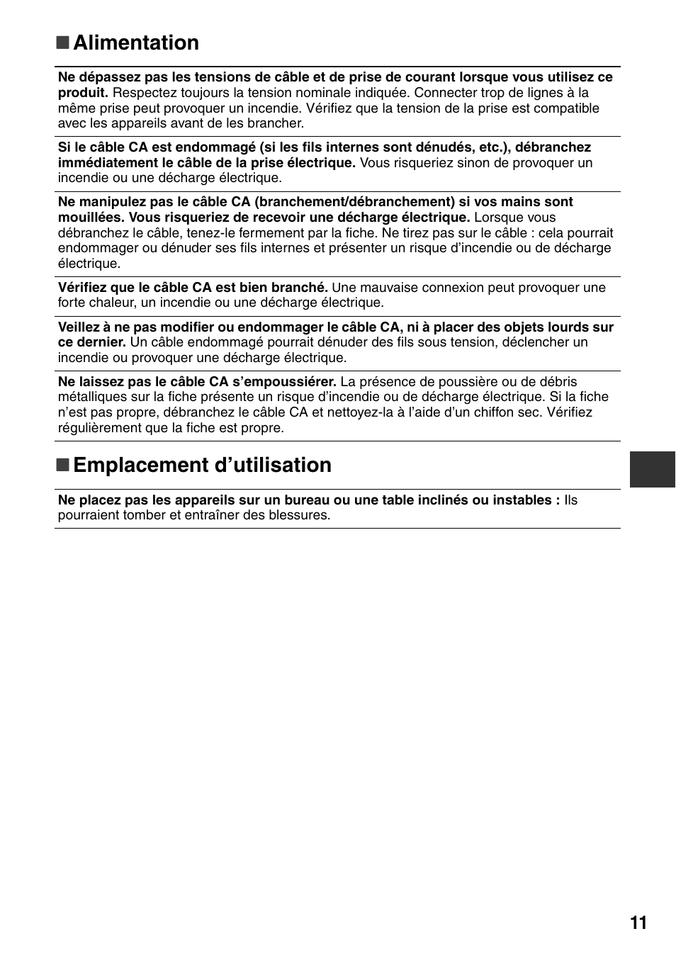 Alimentation     emplacement d’utilisation | Canon CDI-M113-010 User Manual | Page 112 / 154