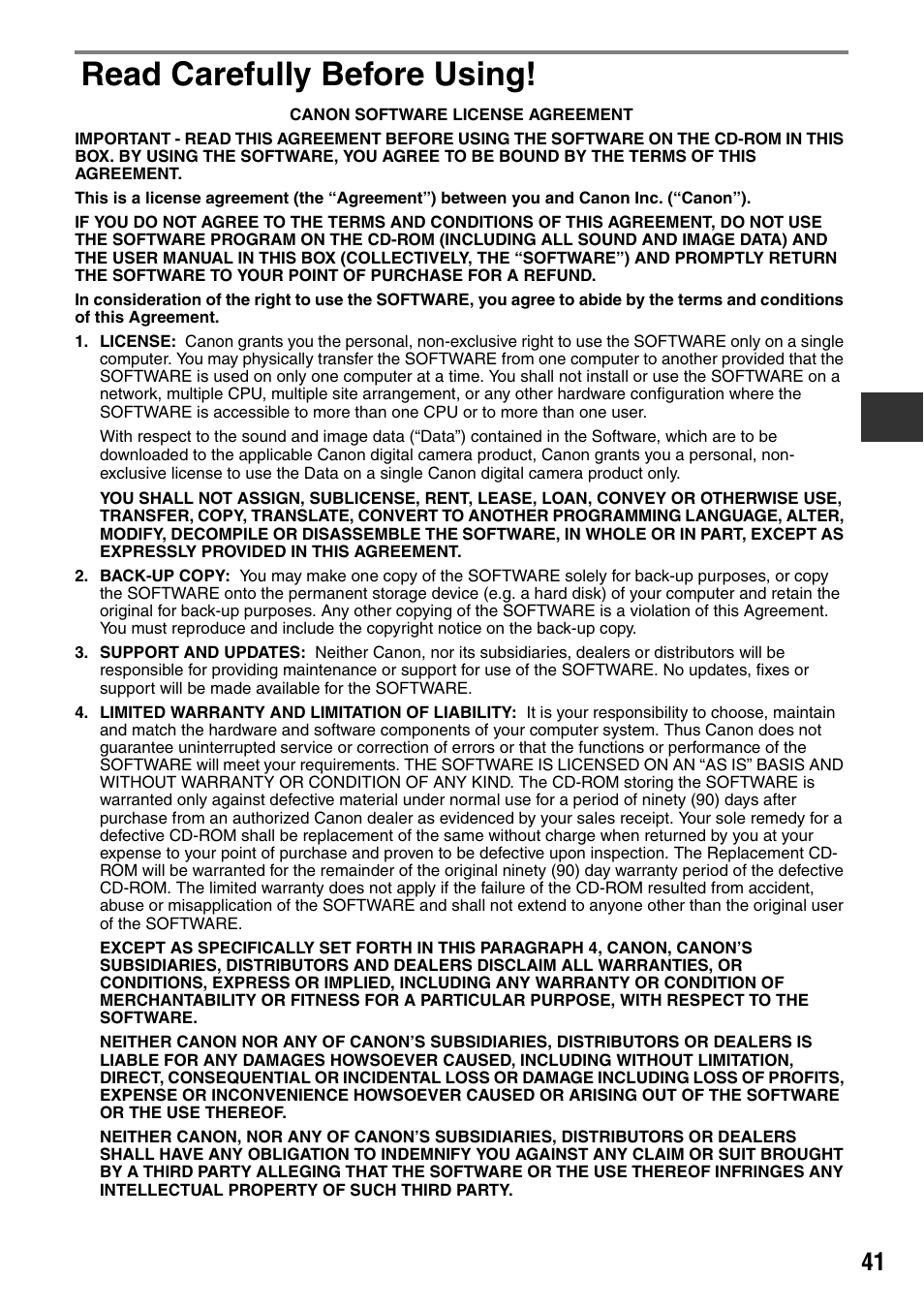 Read carefully before using | Canon CDI-M113-010 User Manual | Page 42 / 154
