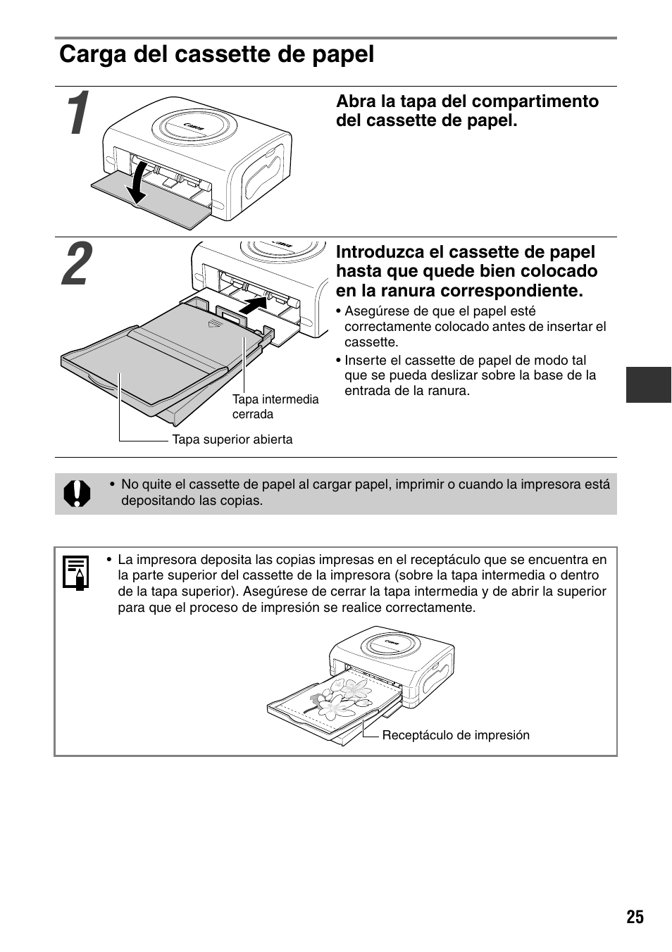 Carga del cassette de papel | Canon CDI-M113-010 User Manual | Page 76 / 154