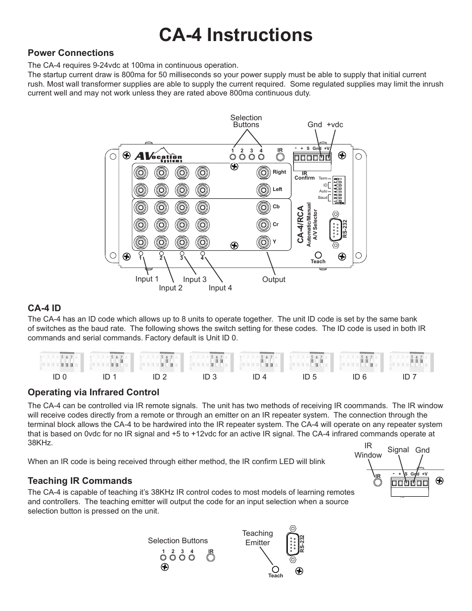 AVocation Systems CA-4 User Manual | 2 pages