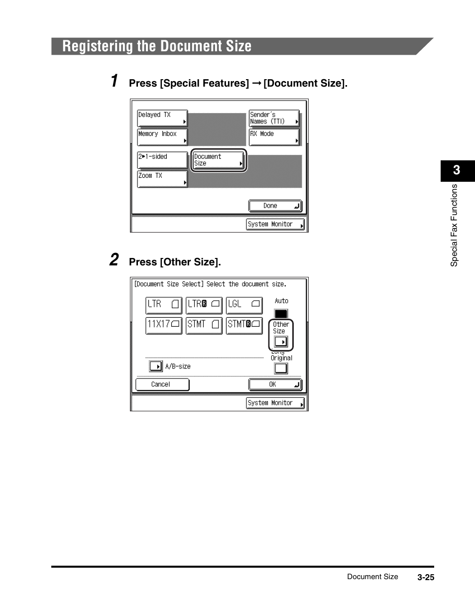 Registering the document size, Registering the document size -25 | Canon IMAGERUNNER 2230 User Manual | Page 133 / 352