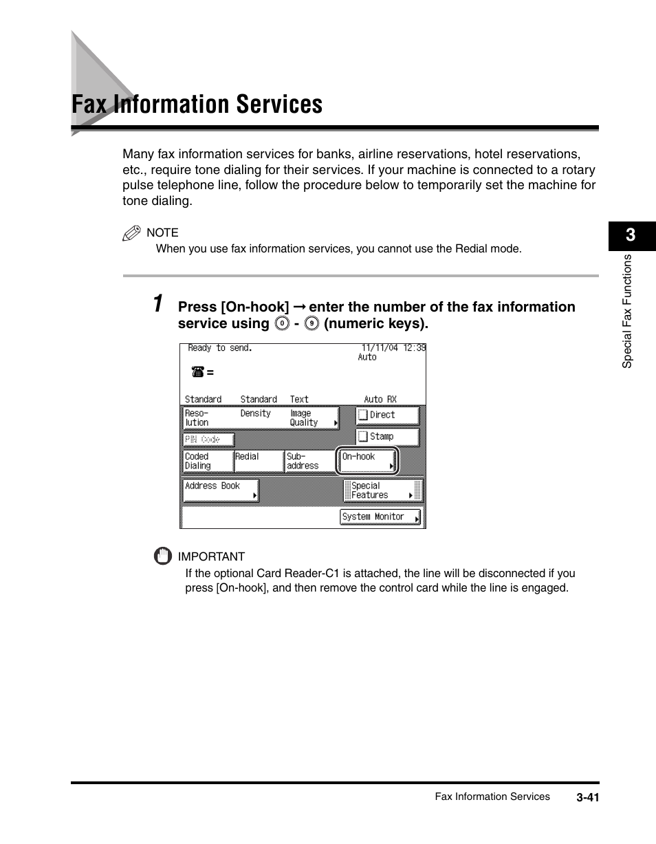 Fax information services, Fax information services -41, E p. 3-41 | See "fax information services, Fax information services," on p. 3-41.), Fax information services," on p. 3-41 | Canon IMAGERUNNER 2230 User Manual | Page 149 / 352