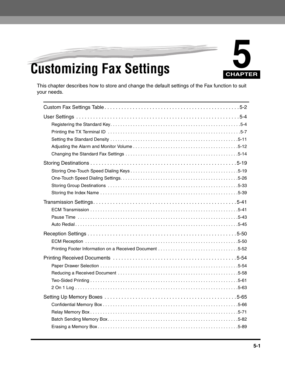 Customizing fax settings, Chapter 5 | Canon IMAGERUNNER 2230 User Manual | Page 167 / 352