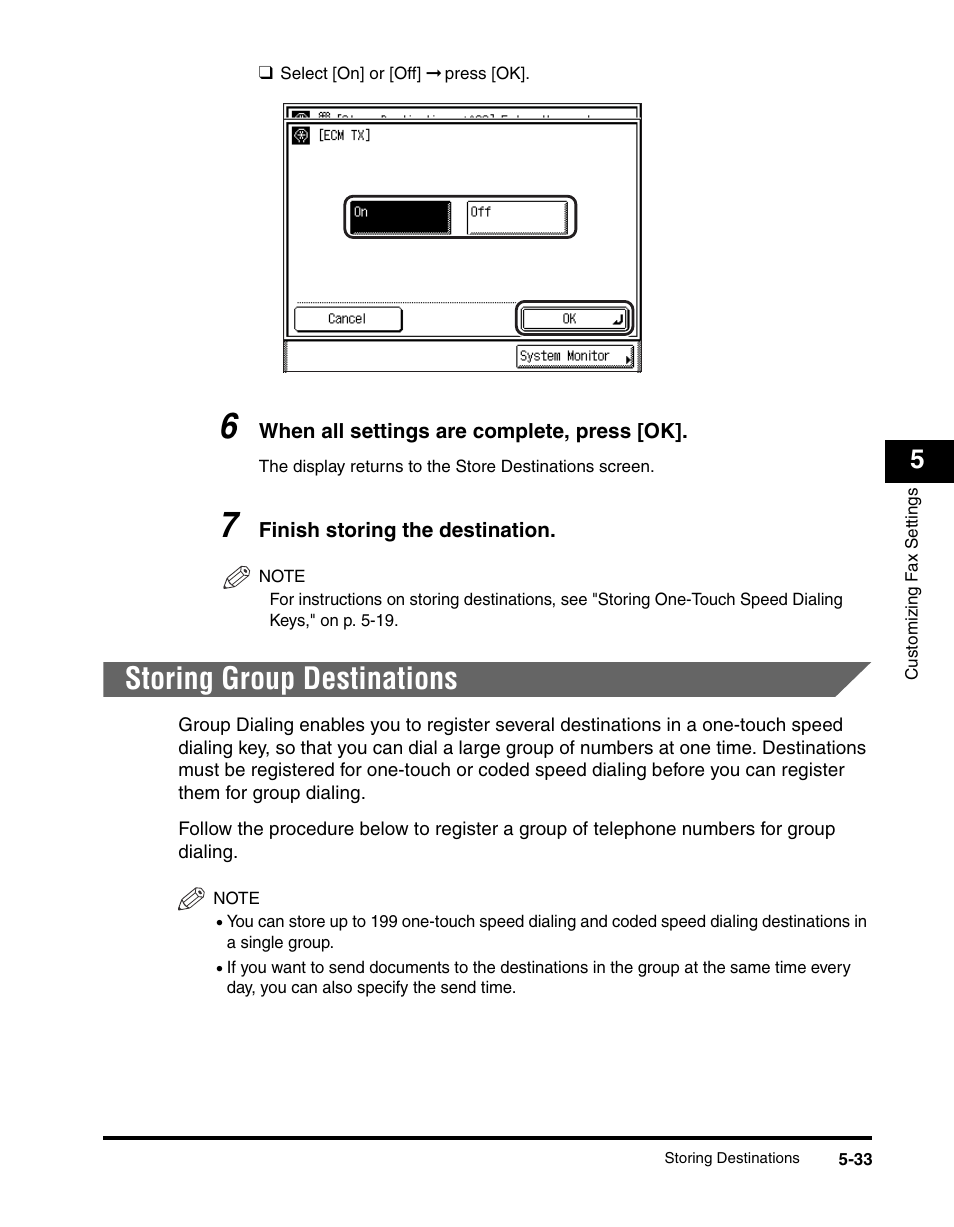 Storing group destinations, Storing group destinations -33, Ee "storing group destinations | Canon IMAGERUNNER 2230 User Manual | Page 199 / 352