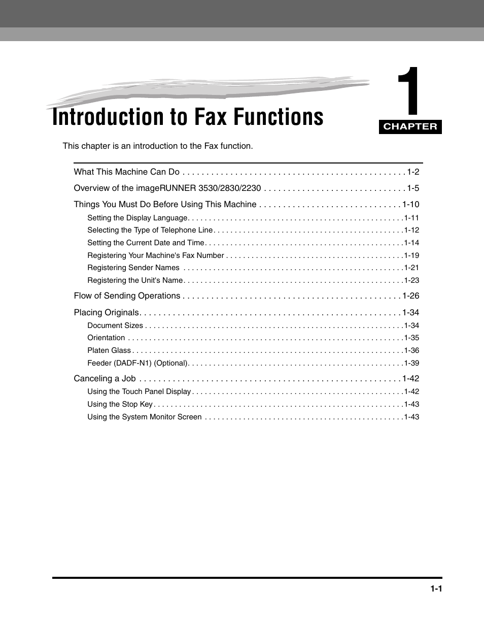 Introduction to fax functions, Chapter 1 | Canon IMAGERUNNER 2230 User Manual | Page 25 / 352