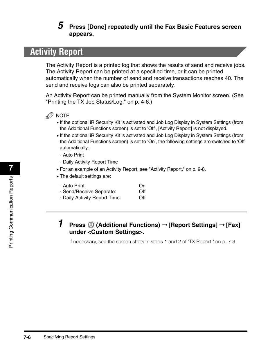 Activity report, Activity report -6 | Canon IMAGERUNNER 2230 User Manual | Page 296 / 352