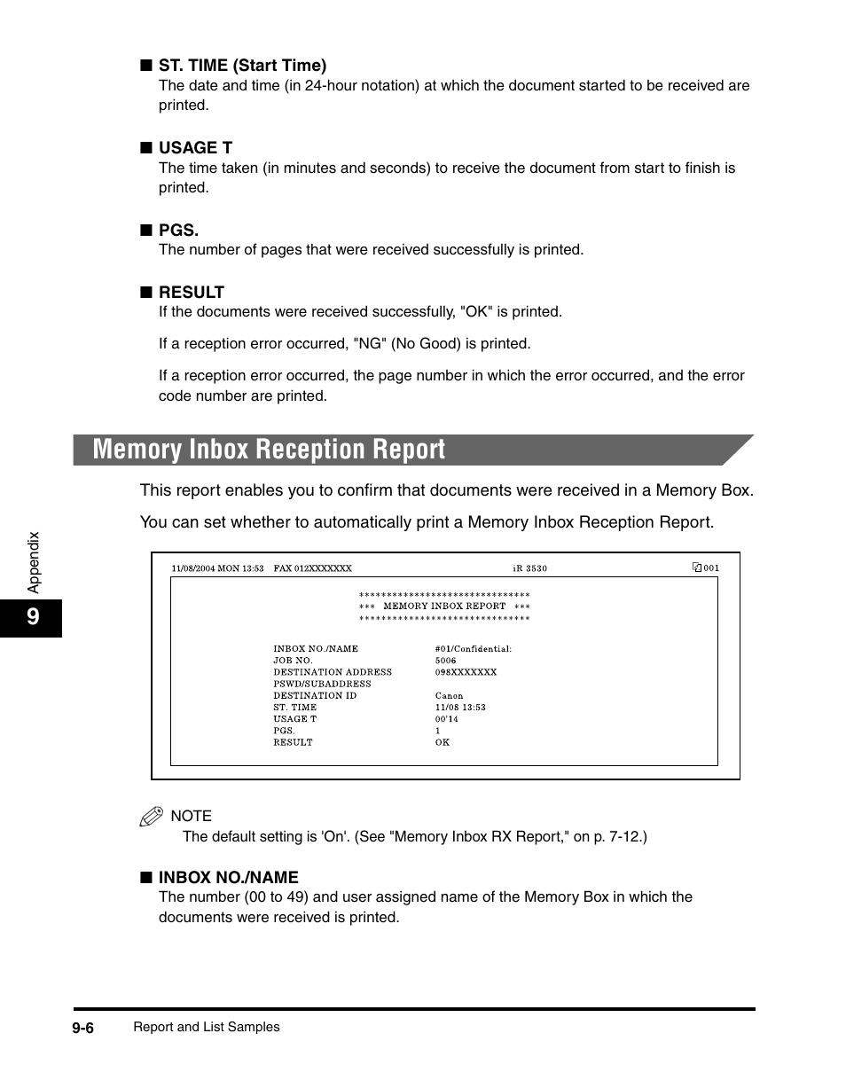 Memory inbox reception report, Memory inbox reception report -6 | Canon IMAGERUNNER 2230 User Manual | Page 330 / 352