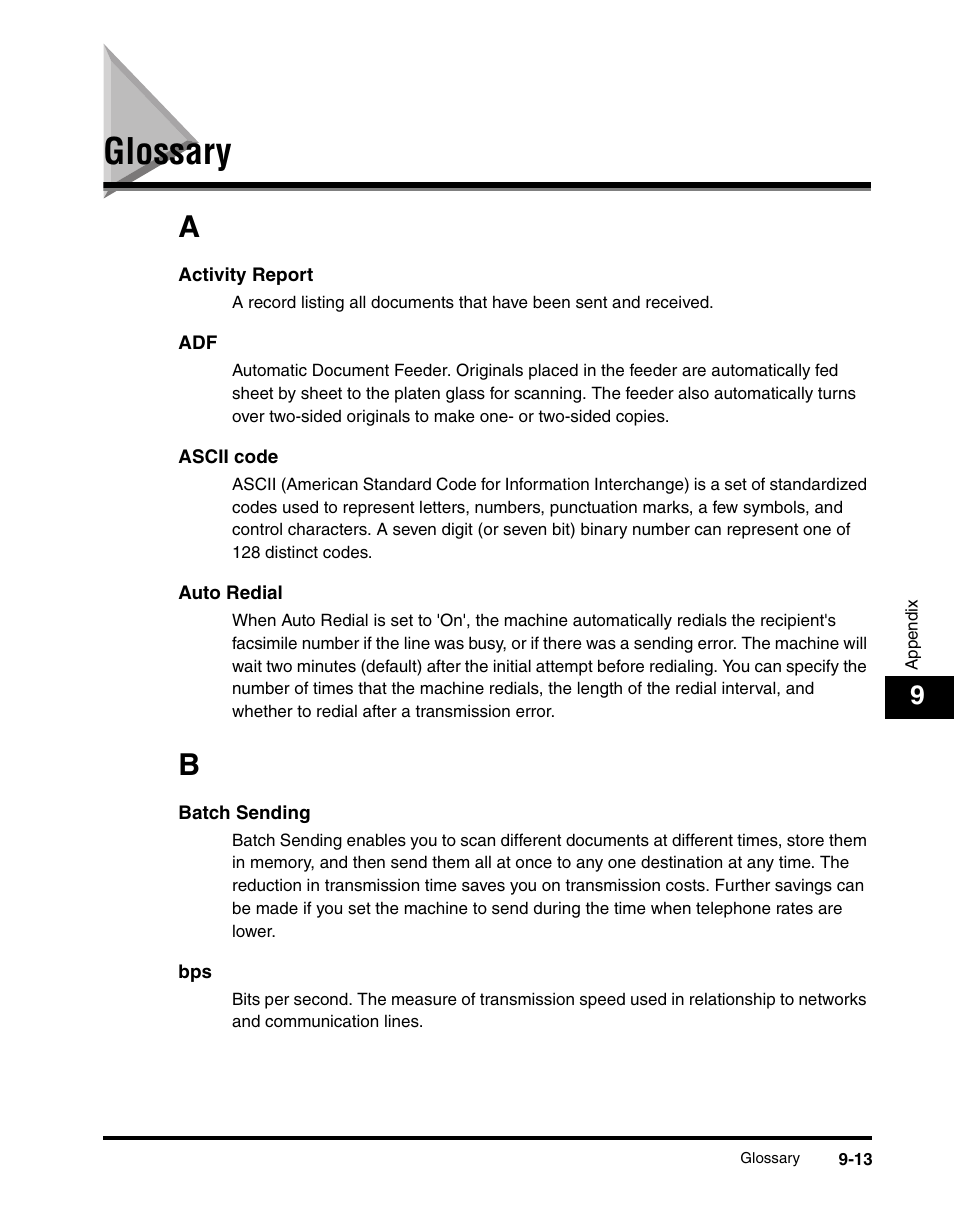Glossary, Glossary -13 | Canon IMAGERUNNER 2230 User Manual | Page 337 / 352
