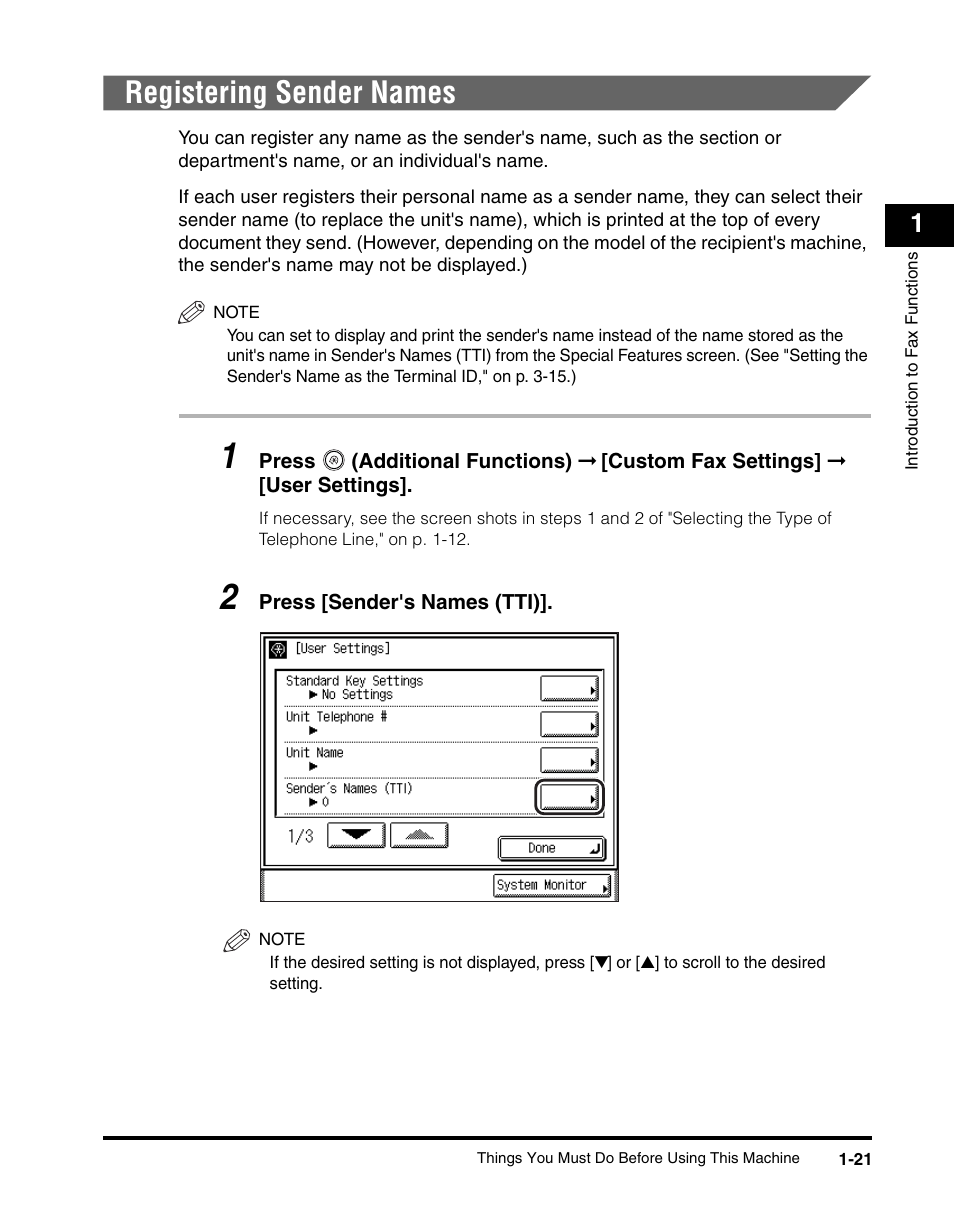 Registering sender names, Registering sender names -21 | Canon IMAGERUNNER 2230 User Manual | Page 45 / 352