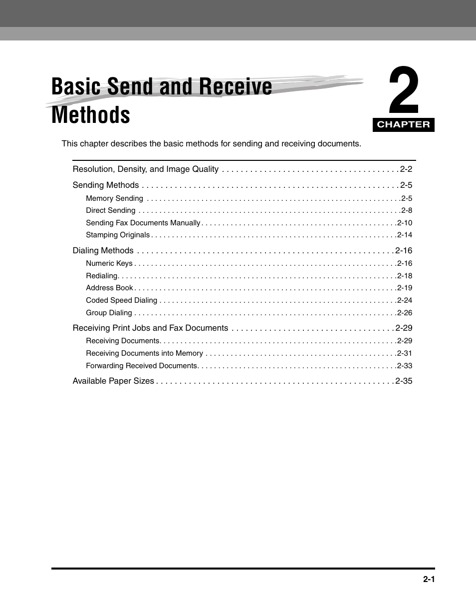 Basic send and receive methods, Chapter 2 | Canon IMAGERUNNER 2230 User Manual | Page 73 / 352